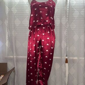 Red Heart Print Pajama Set